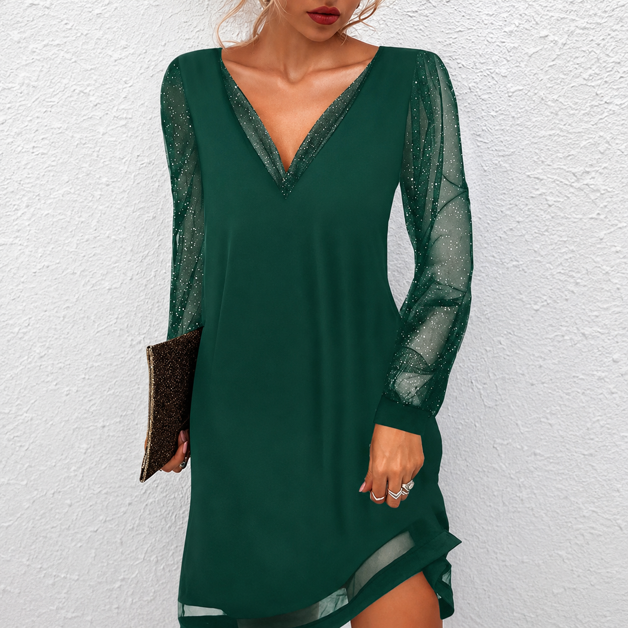Mierra - Stylish V-Neck Mini Dress
