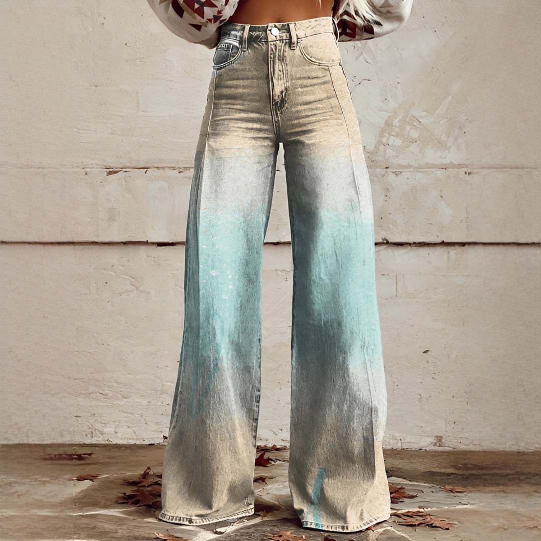Shelley - Casual Wide Leg Patterned Jeans