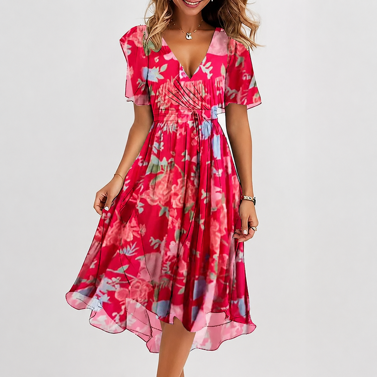 Luella - Flowing V-Neck Midi Dress