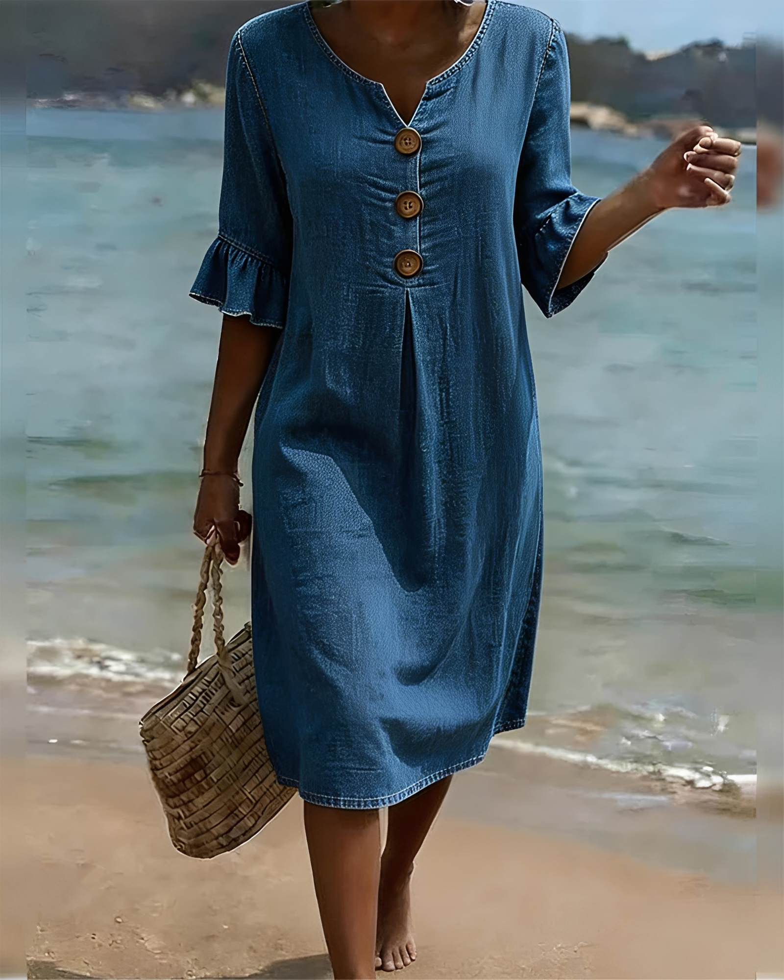 Zahara - Chic Button Midi Dress