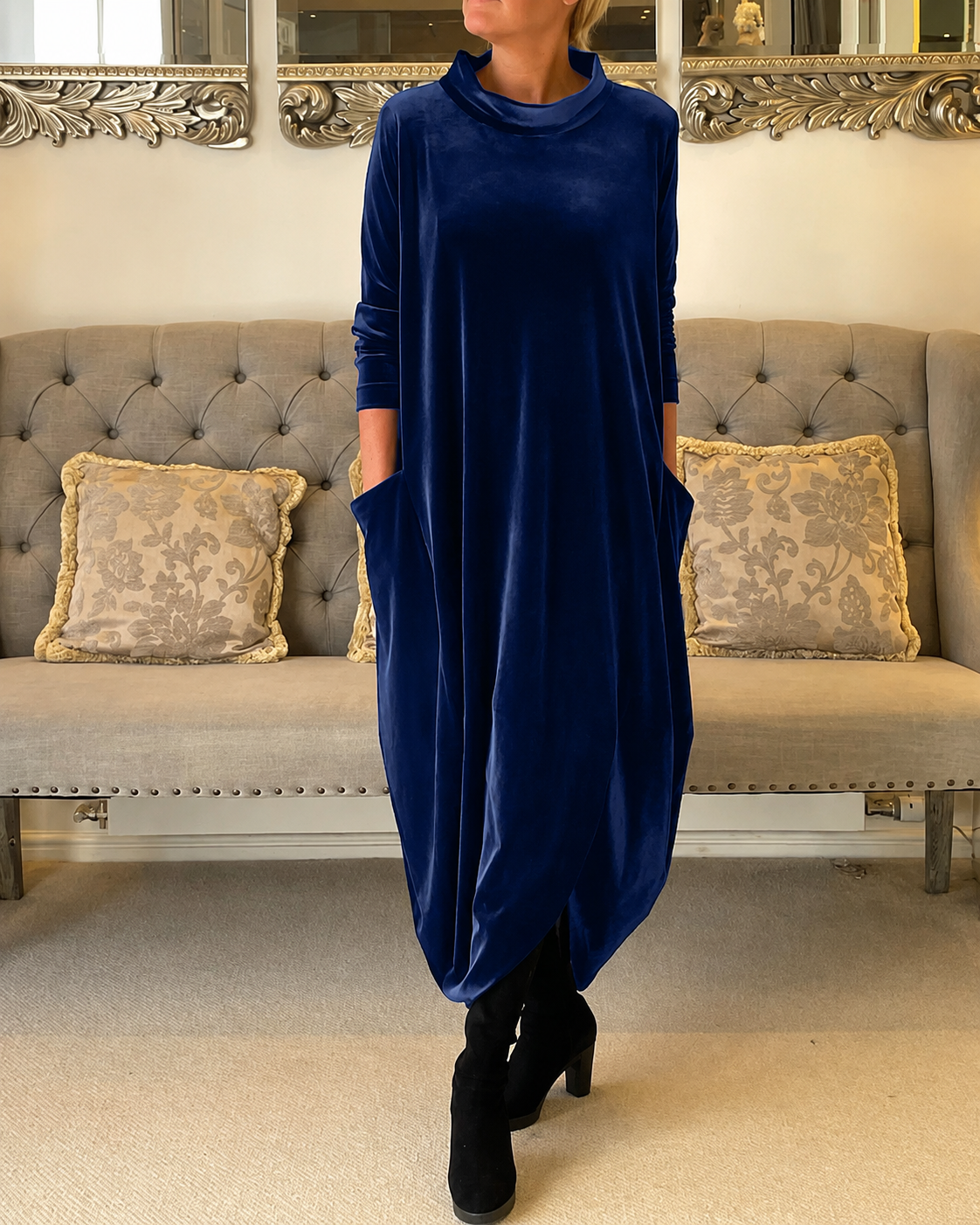 Zalinia - Chic Round Neck Dress