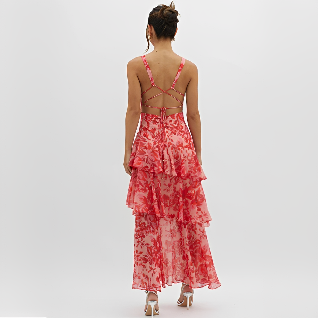 Faye - Stylish Flowing Backless V-Neck Dress