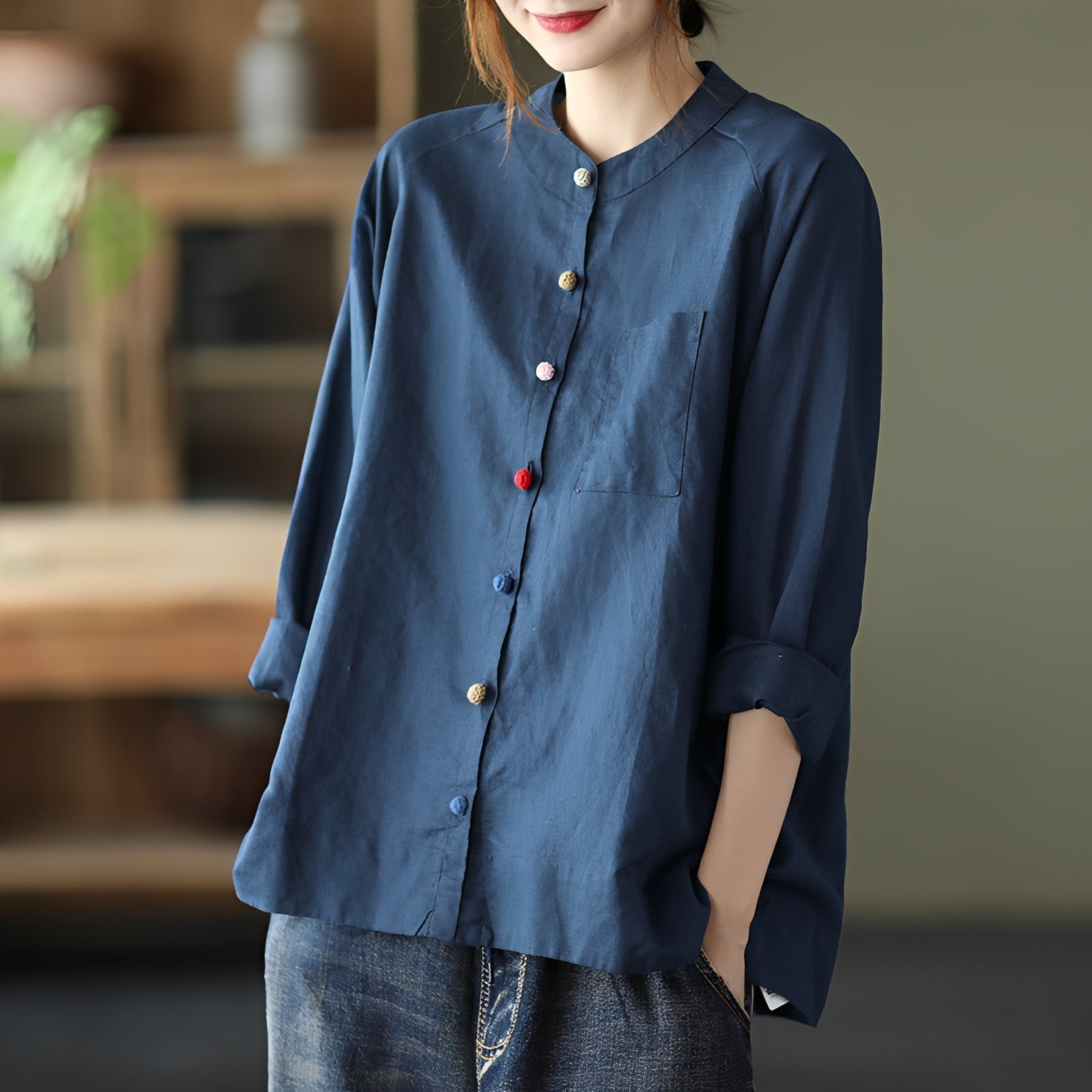 Nellie - Casual blouse with pockets for women