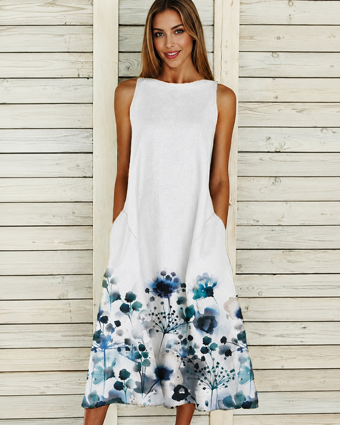 Denique - Retro Flowing Midi Dress
