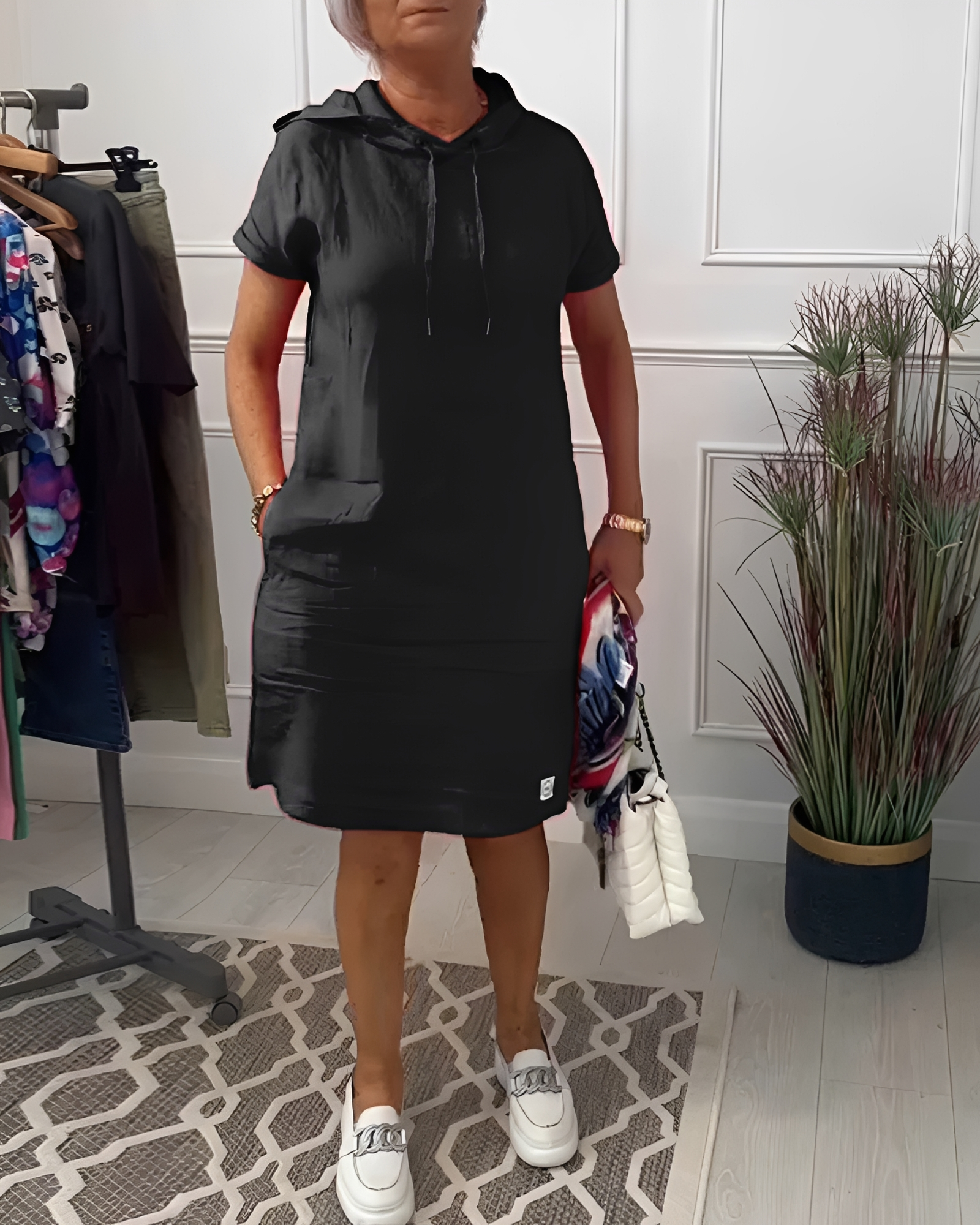 Tasha - Relaxed Hooded Knee-Length Dress