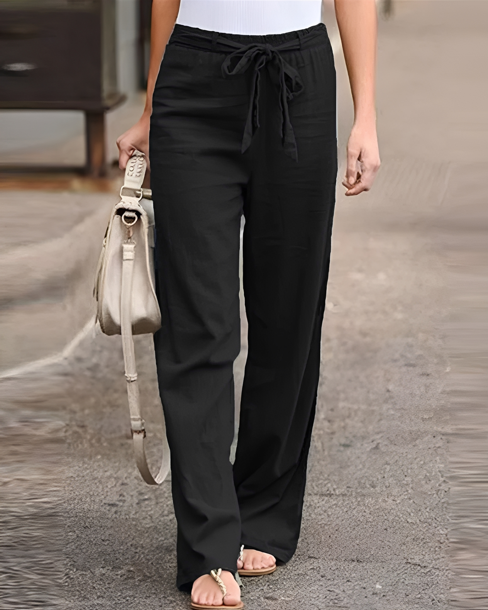 Saniyah - Stretchy Waist Pants with Drawstring