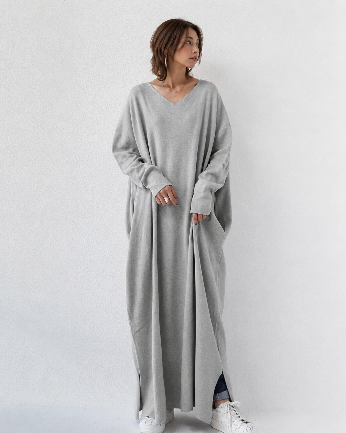 Shacora - Easygoing V-Neck Long Dress