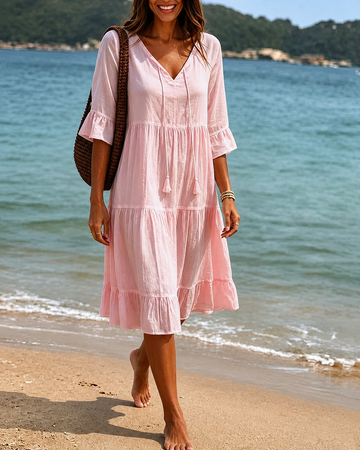 Lorraine - Chic V-Neck Knee-Length Dress