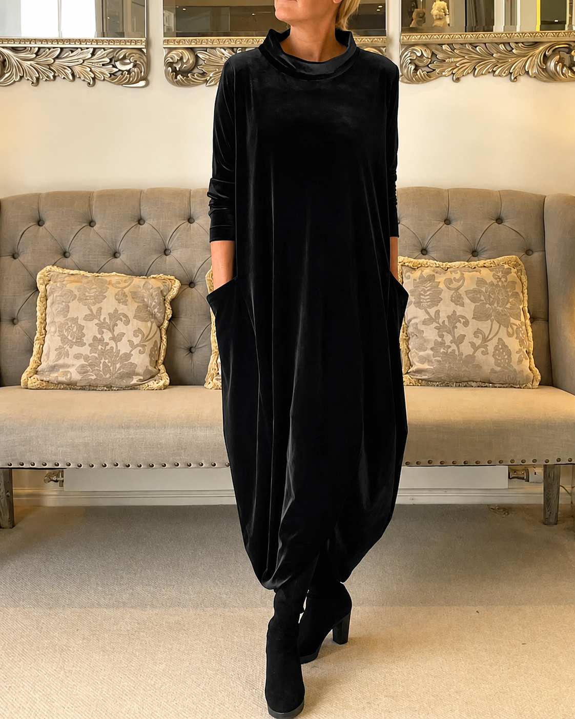 Zalinia - Chic Round Neck Dress