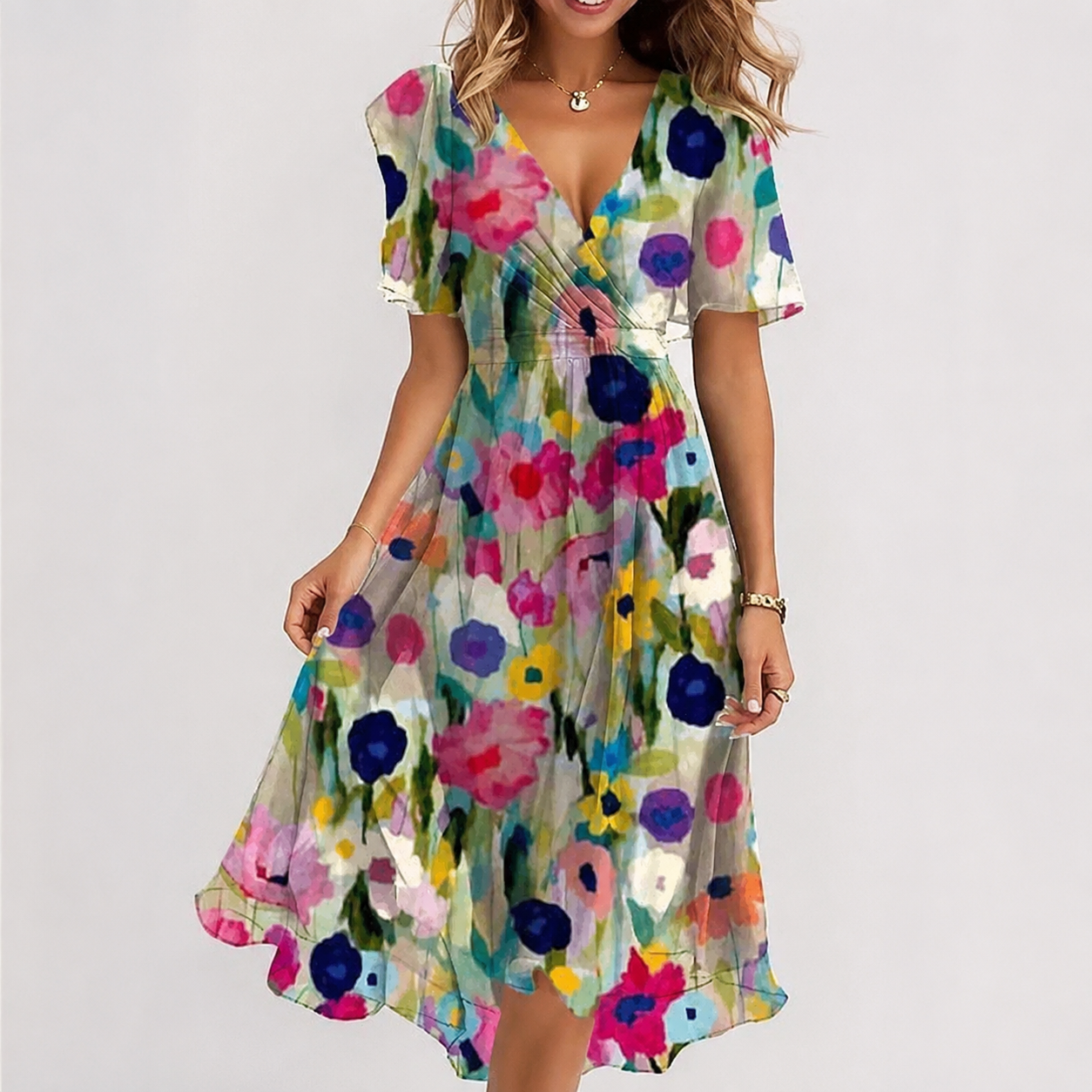 Luella - Flowing V-Neck Midi Dress