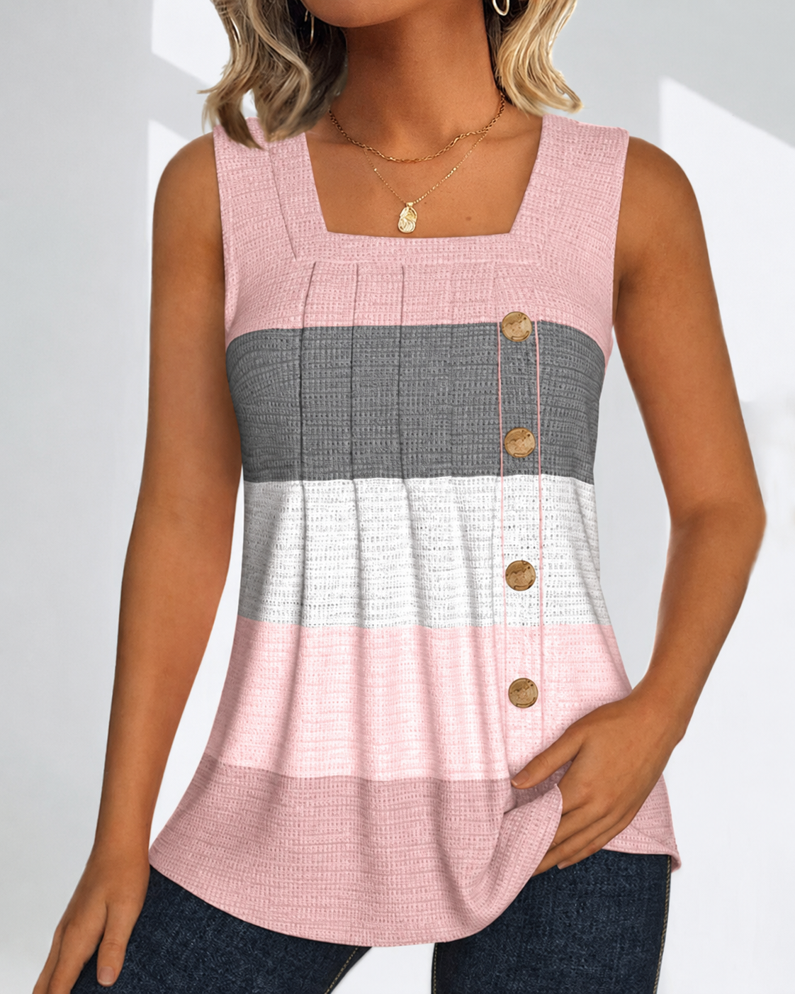 Panbela - Tops with Stripes and Pleats
