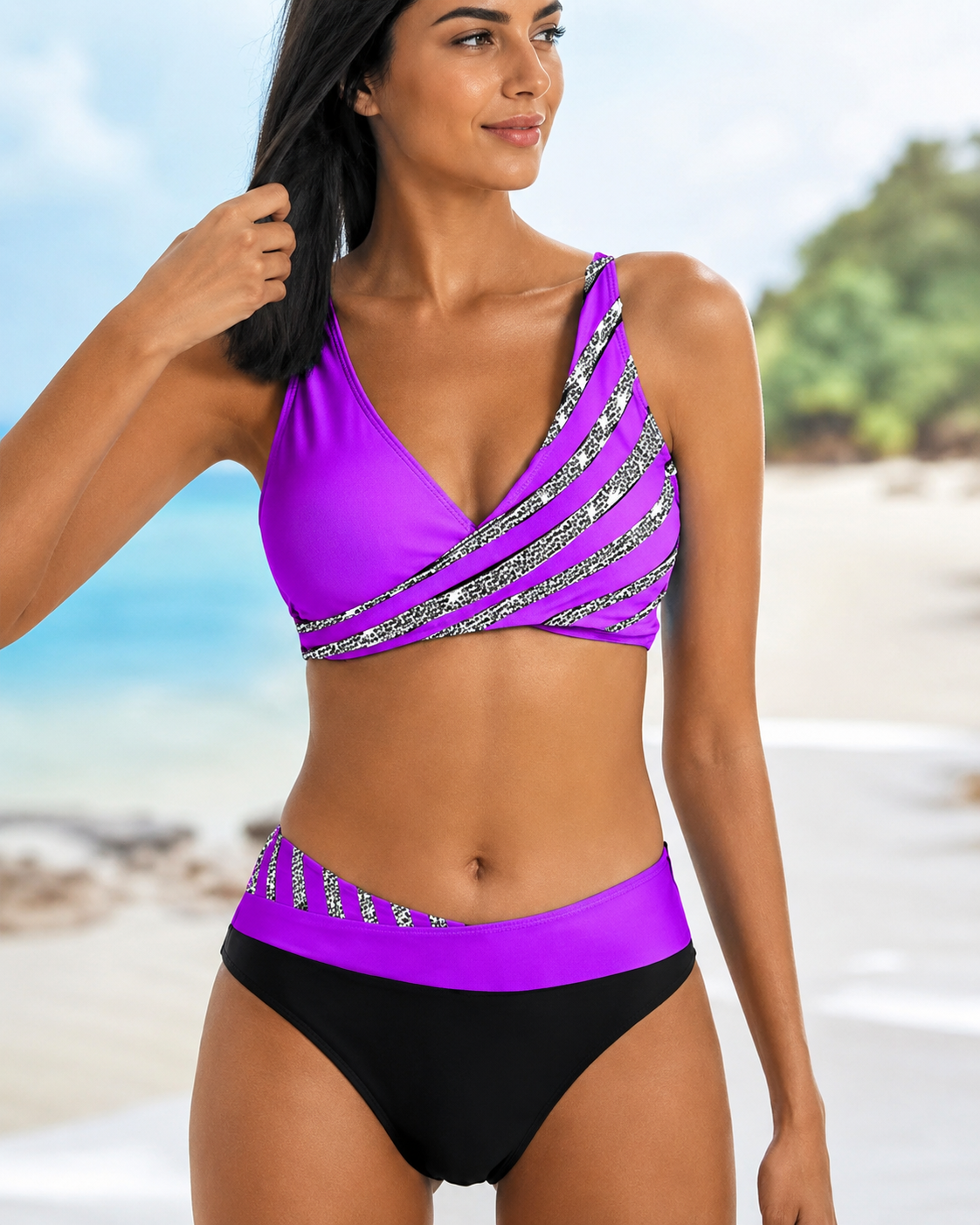 Deliana - Stylish Striped Two-Piece Bikini Set