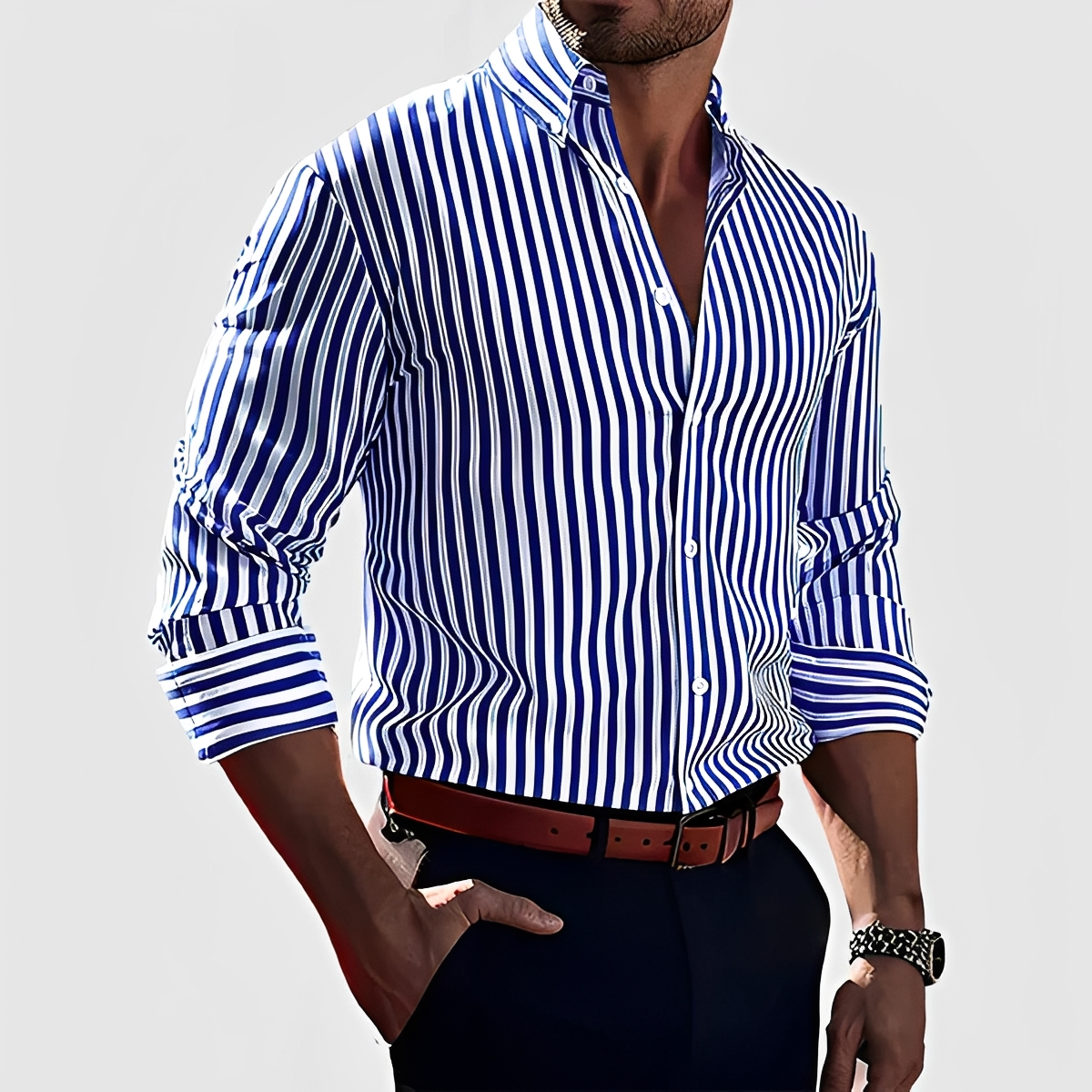 Kelric - Easygoing Striped Button-Down Shirt