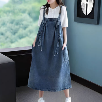 Antonia - Women's stylish oversized denim dress with pockets