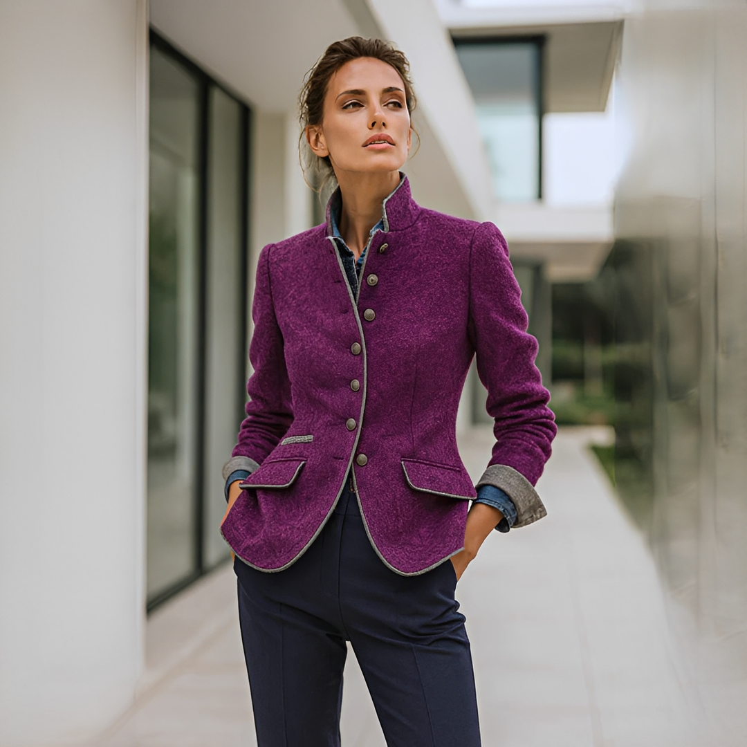 Valerie - Elegant High Neck Cardigan