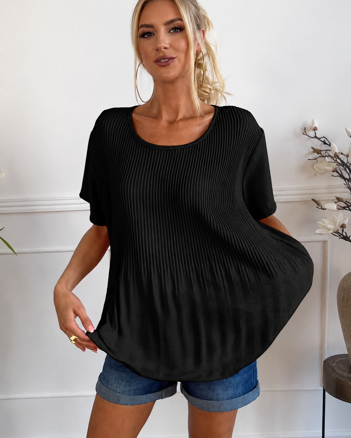 Rainelda - Chic Pleated Blouse