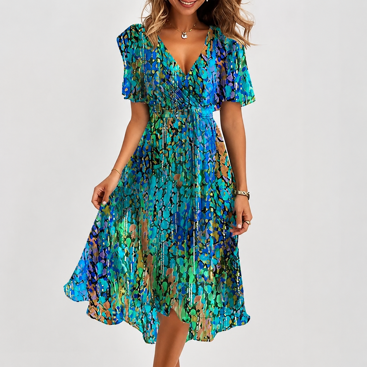 Luella - Flowing V-Neck Midi Dress