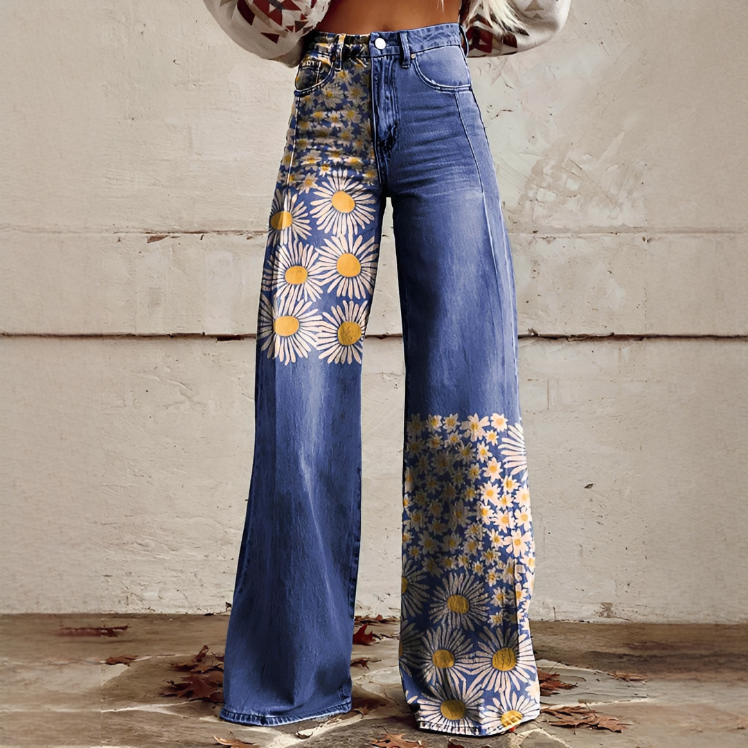 Shelley - Casual Wide Leg Patterned Jeans