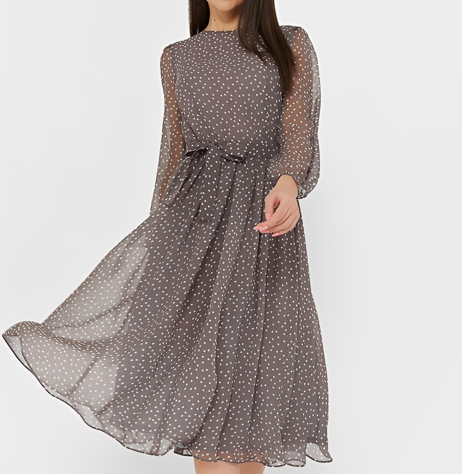 Tessa - Stylish Long Sleeve Polka Dot Dress