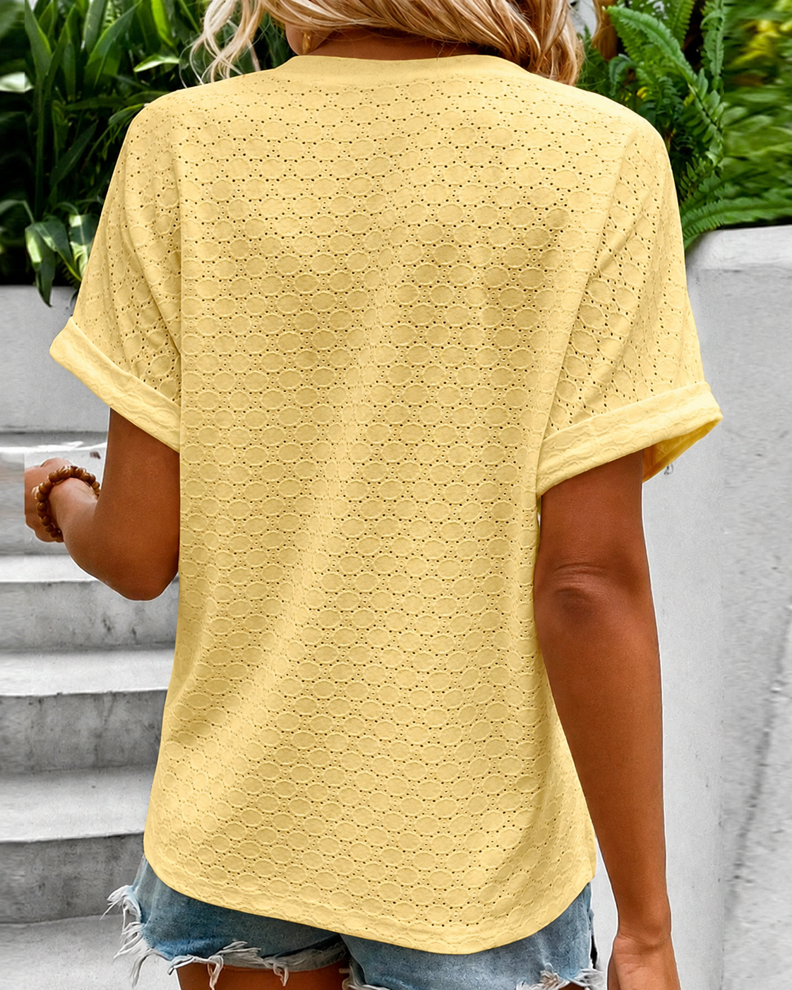 Latresia - Trendy Button V-Neck Top