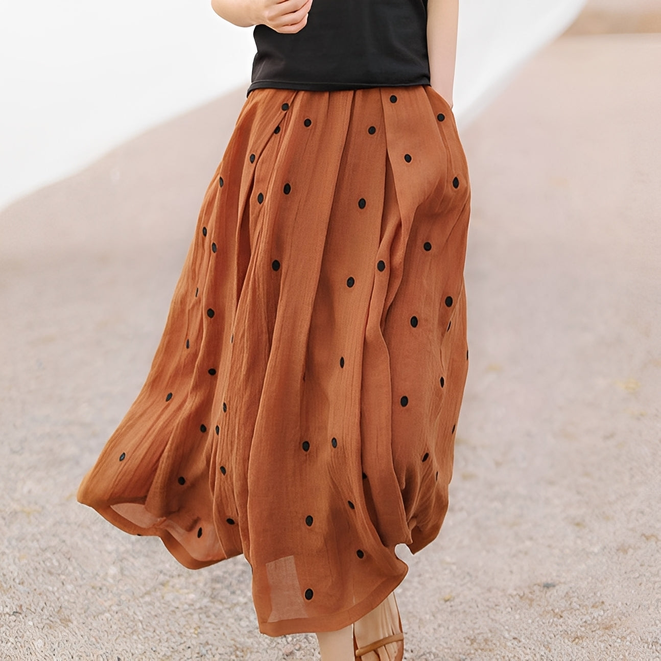 Thea - Women's Casual Skirt with Polka Dots