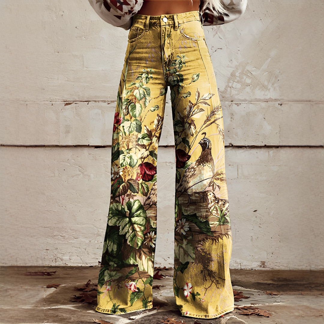 Shelley - Casual Wide Leg Patterned Jeans
