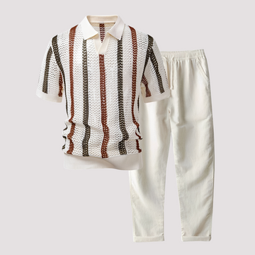 Richards - Comfortable Striped Polo and Pants Set