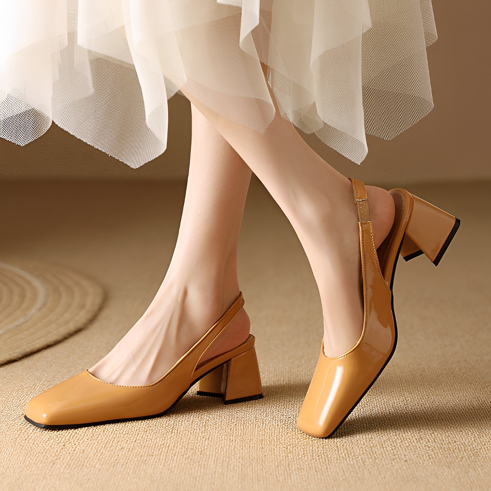 Kristen - Fashionable Square-Toe Heels