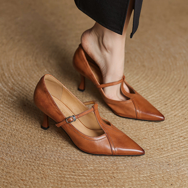 Ellis - Modern Stiletto Heels with T-Buckle