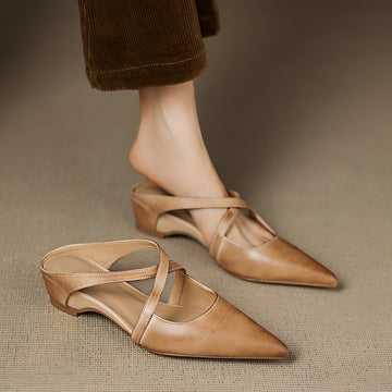 Riley - Fashionable Washed Flat Mules