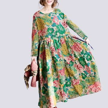 Terry - Stylish long maxi dress with floral design for women
