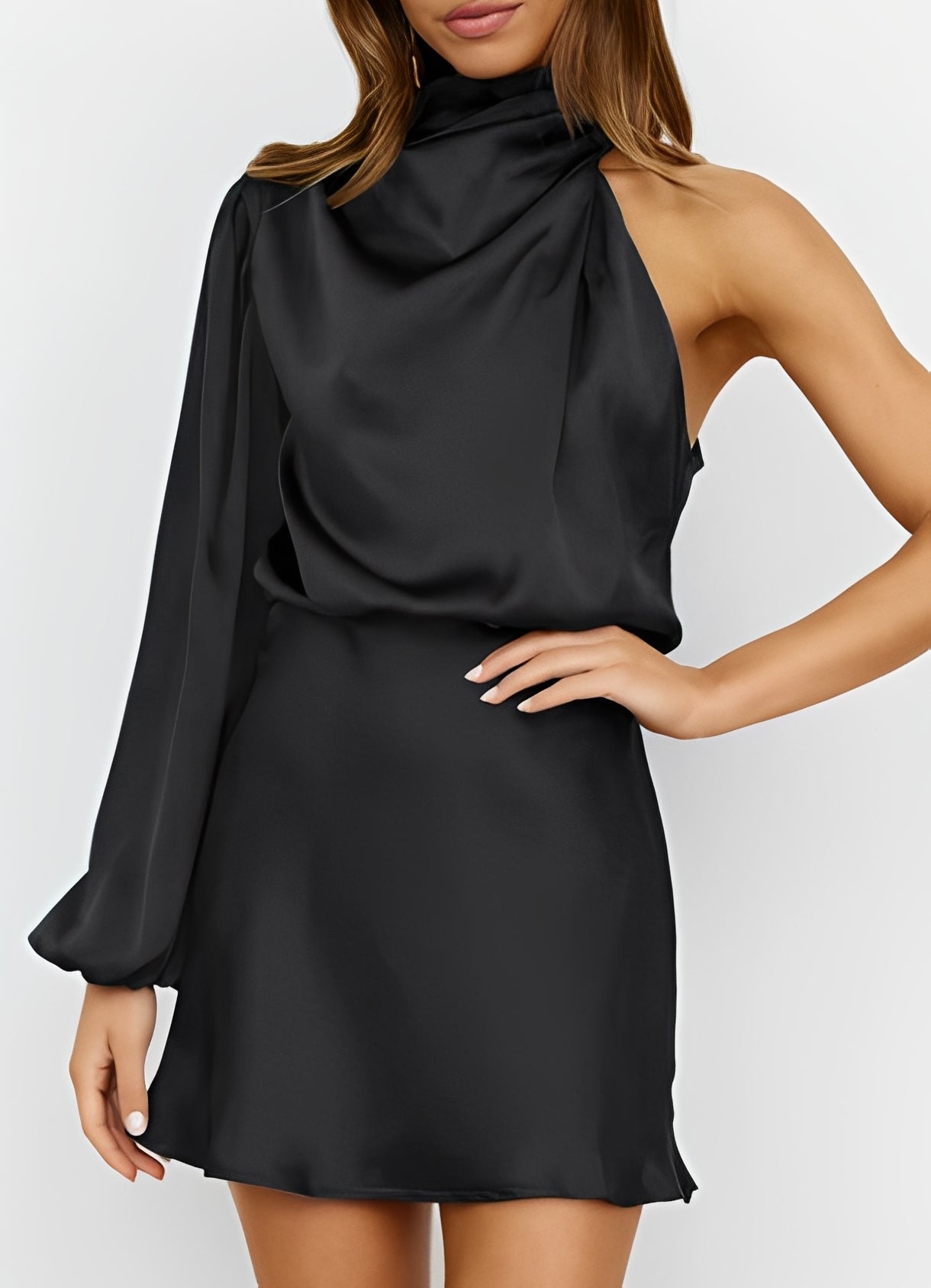Sammy - Stylish One-Shoulder Long-Sleeve Dress