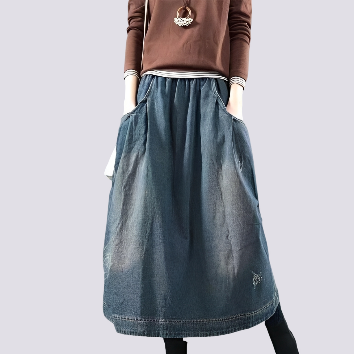 Fiona - Classic patchwork denim skirt for women
