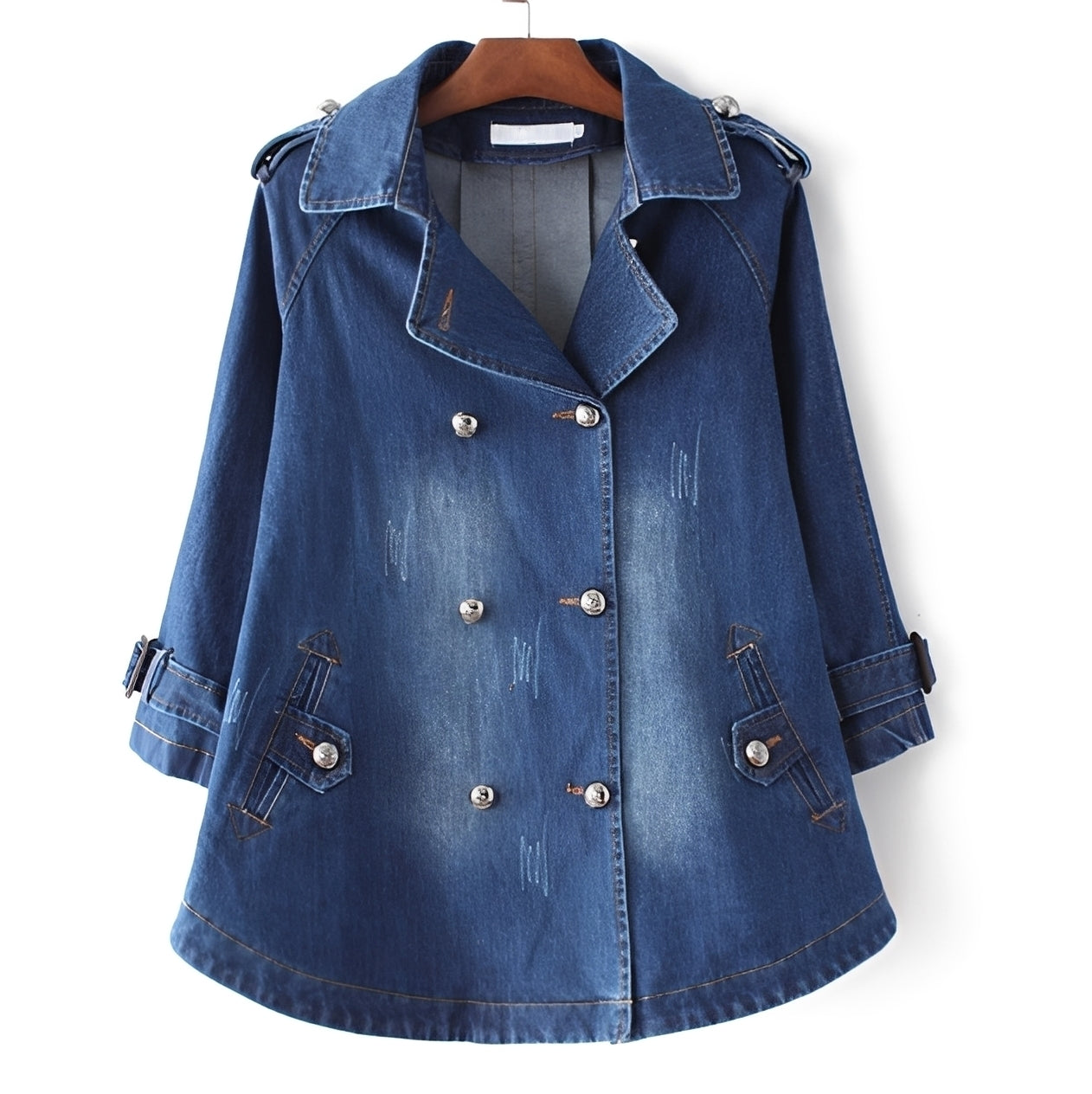 Faye - Stylish Cape Jacket in Denim