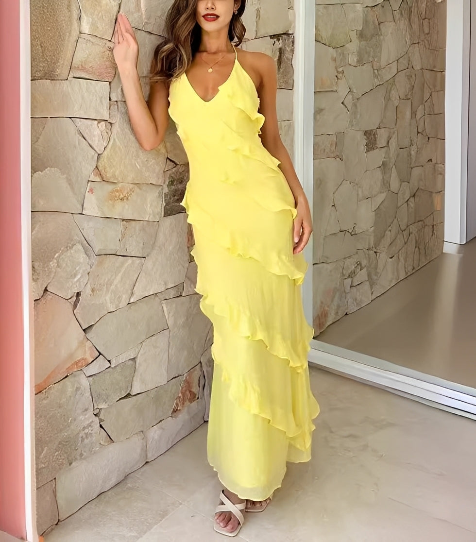 Ashley - Stylish Long Dress with Ruffles