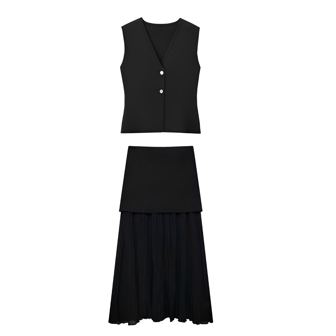 Airen - Casual Vest and Skirt Set
