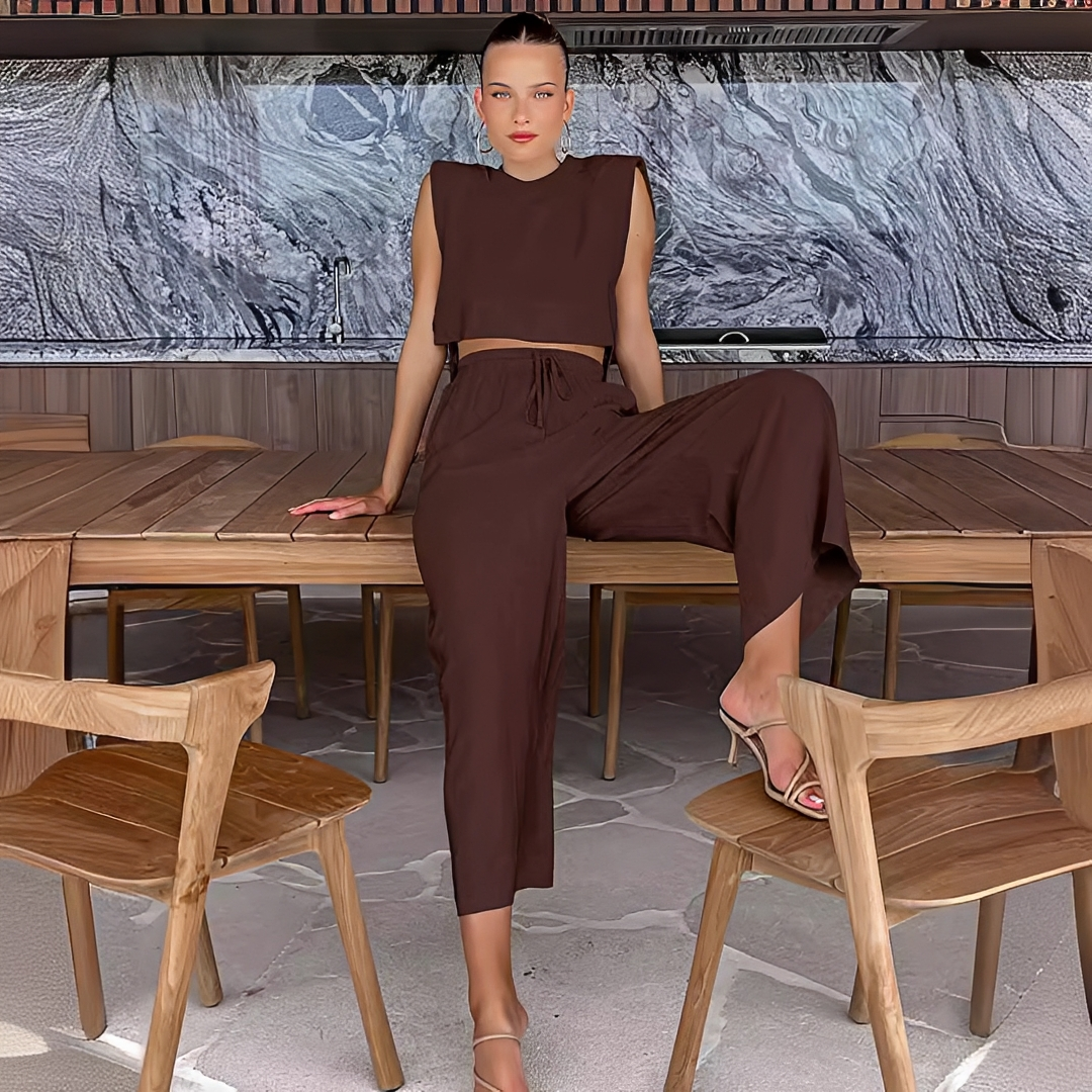Meavel - Trendy wide-leg pants and top ensemble