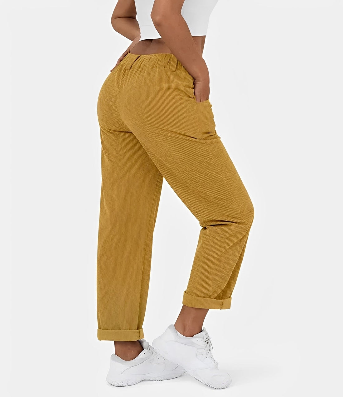 Liana - High-Waist Corduroy Casual Pants