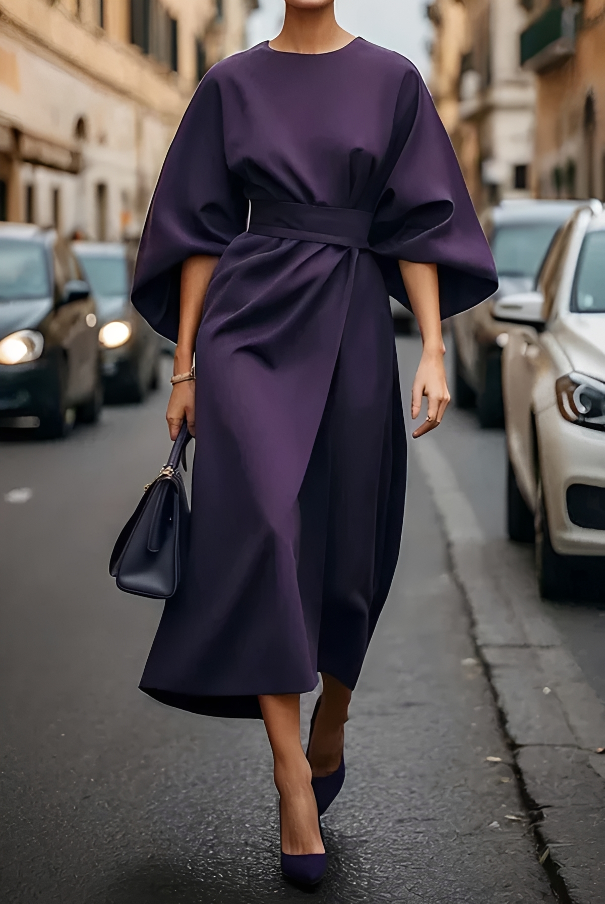 Vera - Stylish Belted Midi Dress