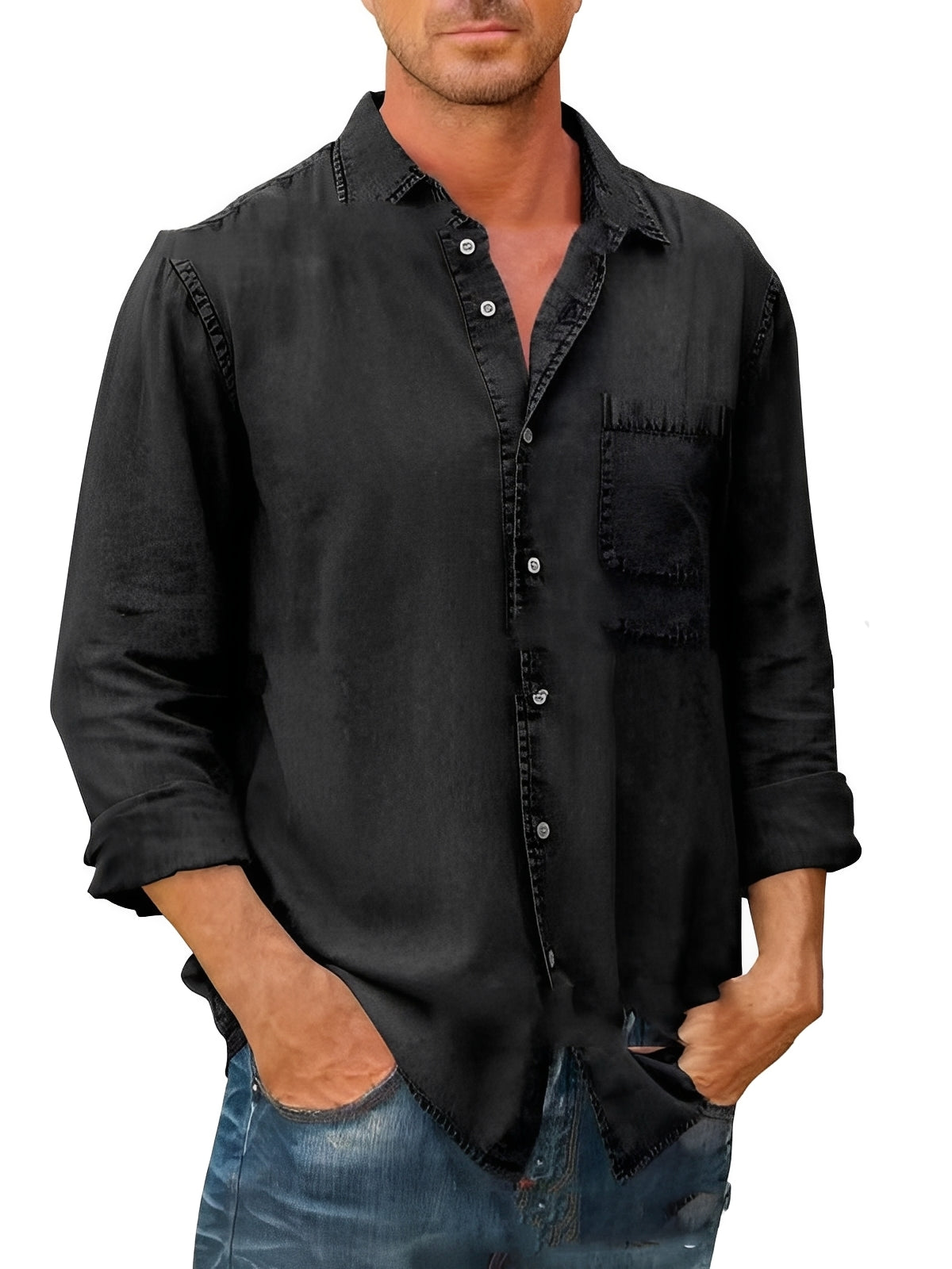 Alfie - Long-Sleeve Shirt with Washed Look
