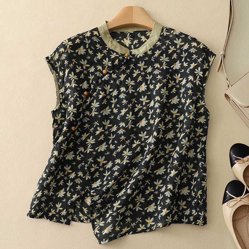 Diana - Sleeveless Floral Pattern Top