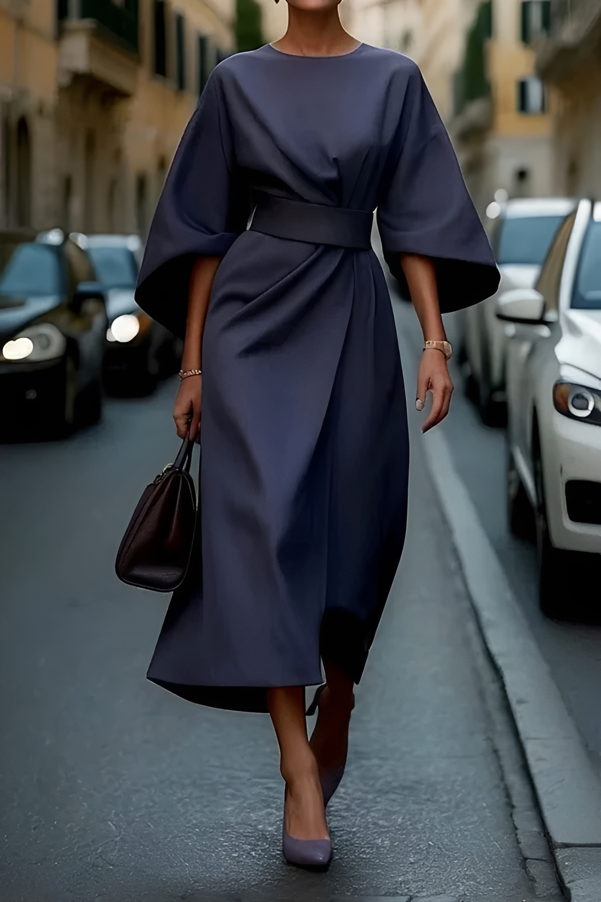 Vera - Stylish Belted Midi Dress