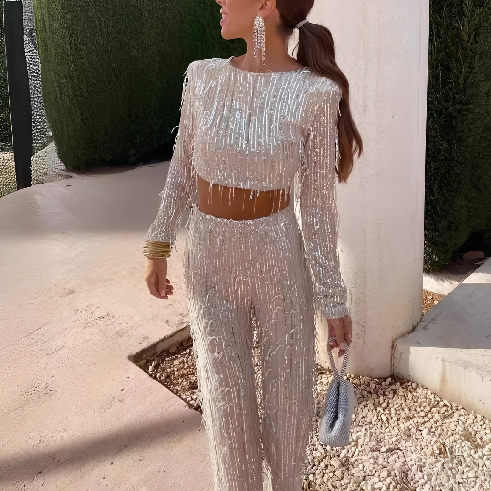 Meghan - Fashionable Tassel Sequin Set