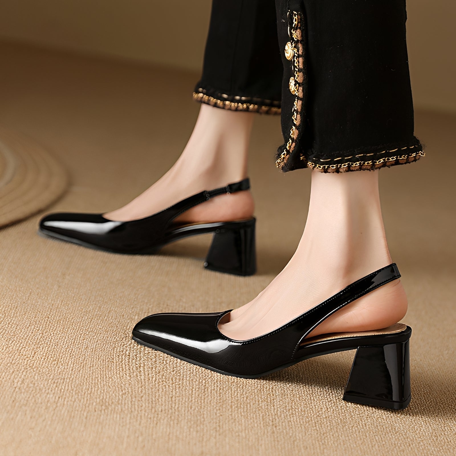 Kristen - Fashionable Square-Toe Heels