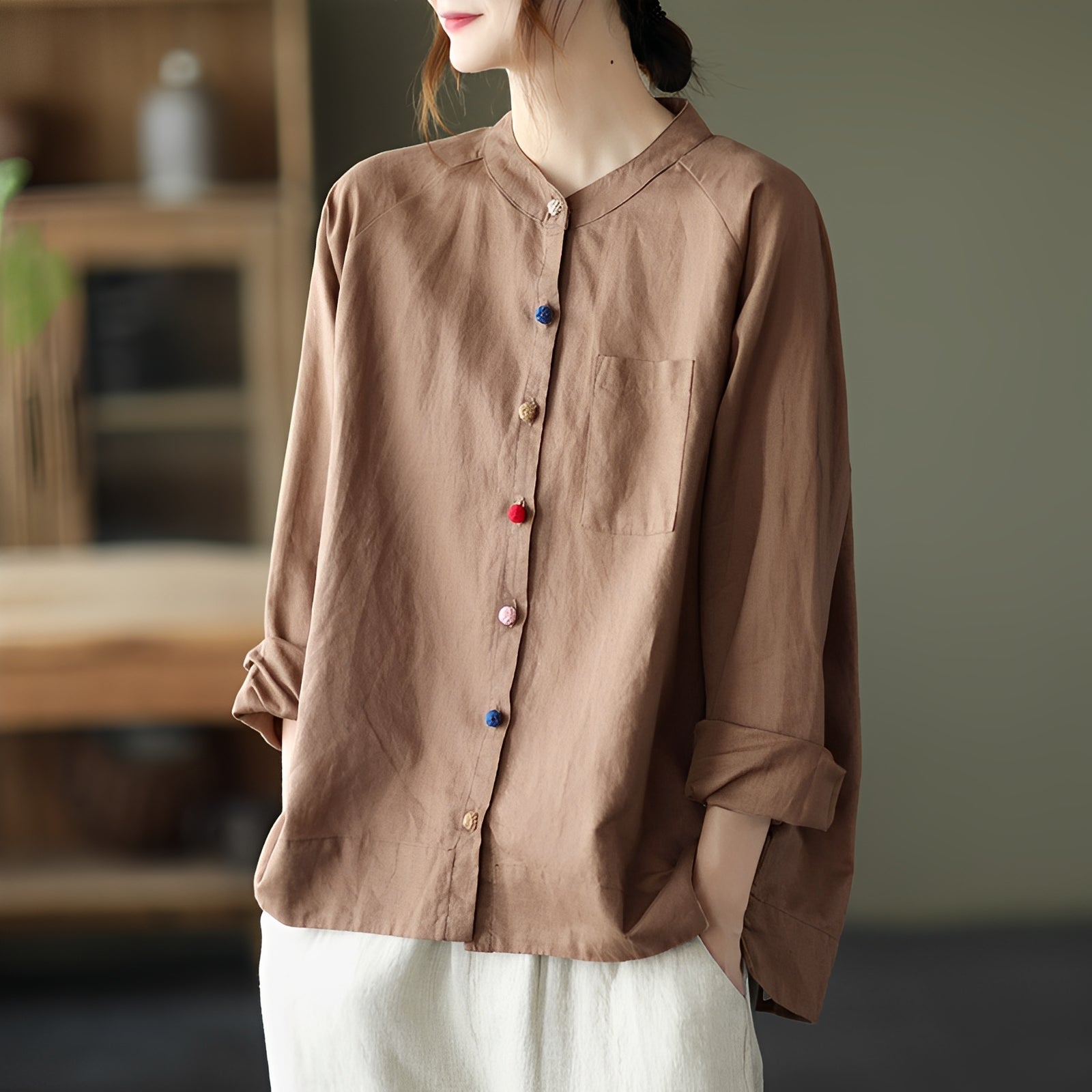 Nellie - Casual blouse with pockets for women