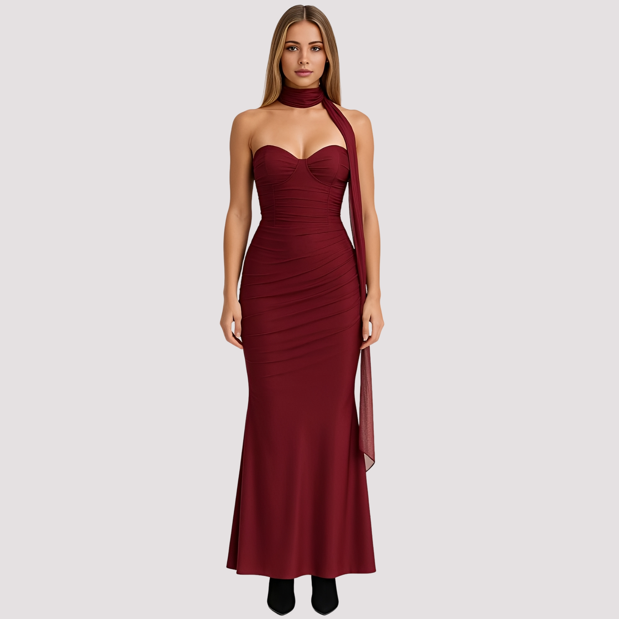 Antonia - Fashionable Curve-Flattering Neckline Dress