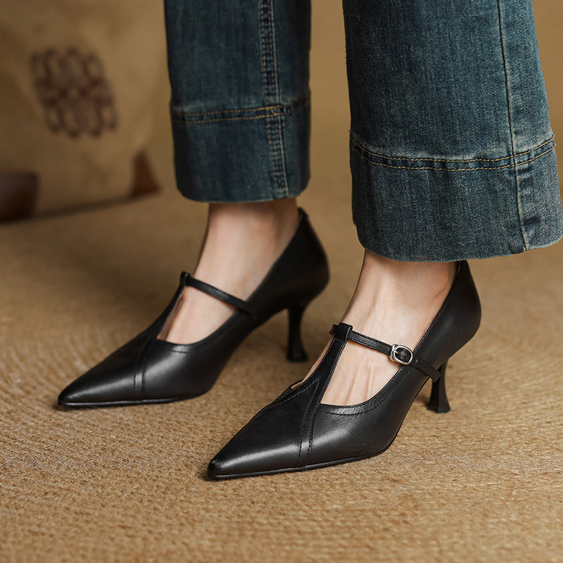Ellis - Modern Stiletto Heels with T-Buckle