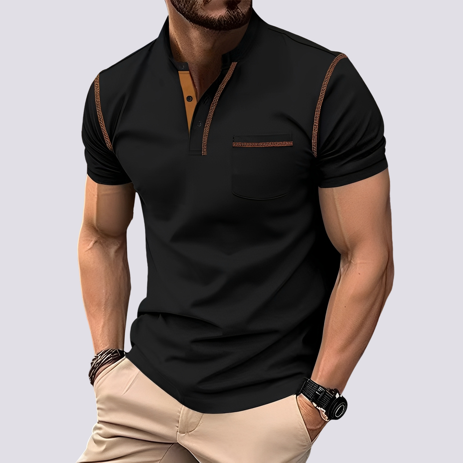 Stefan - Men's trendy, airy polo shirt