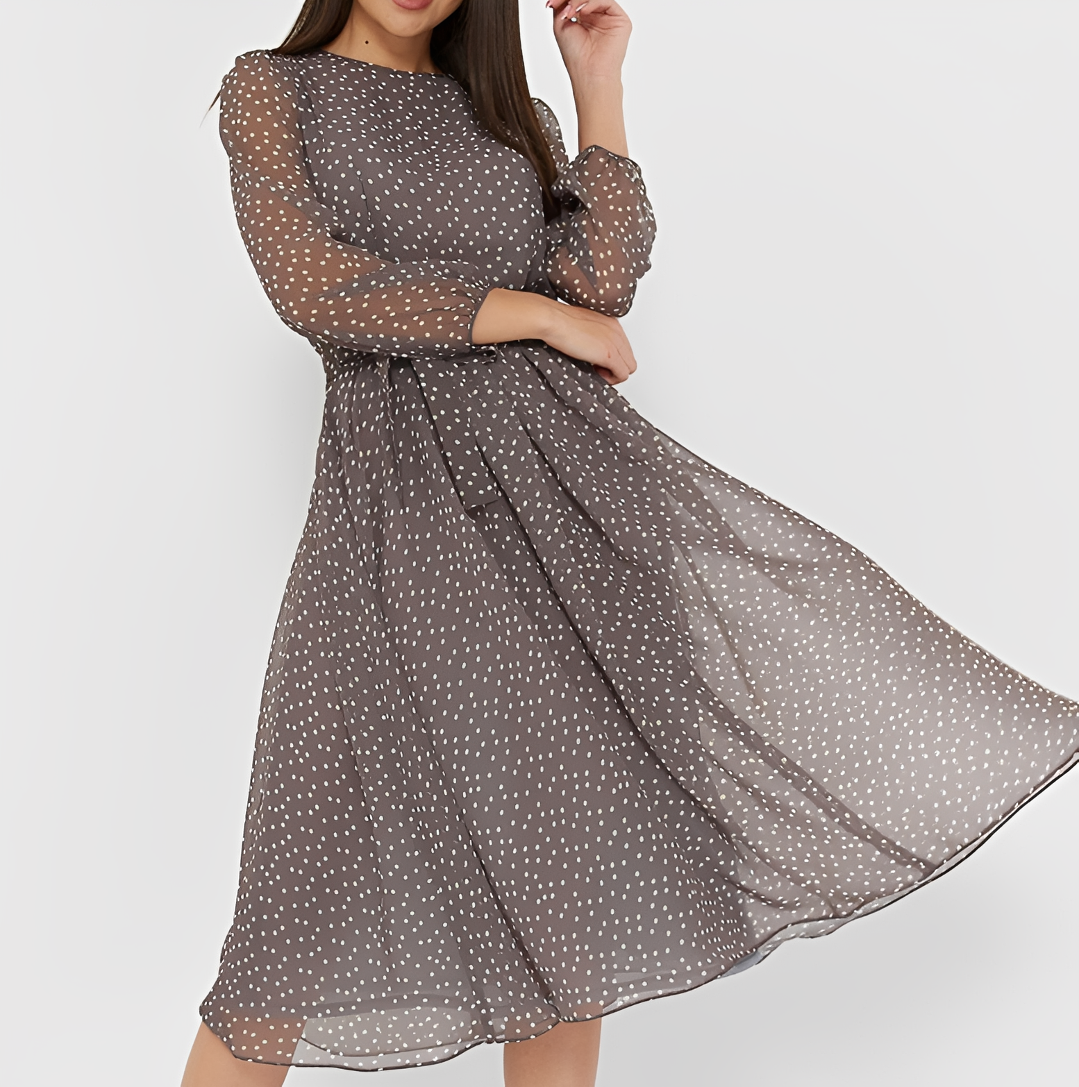 Tessa - Stylish Long Sleeve Polka Dot Dress