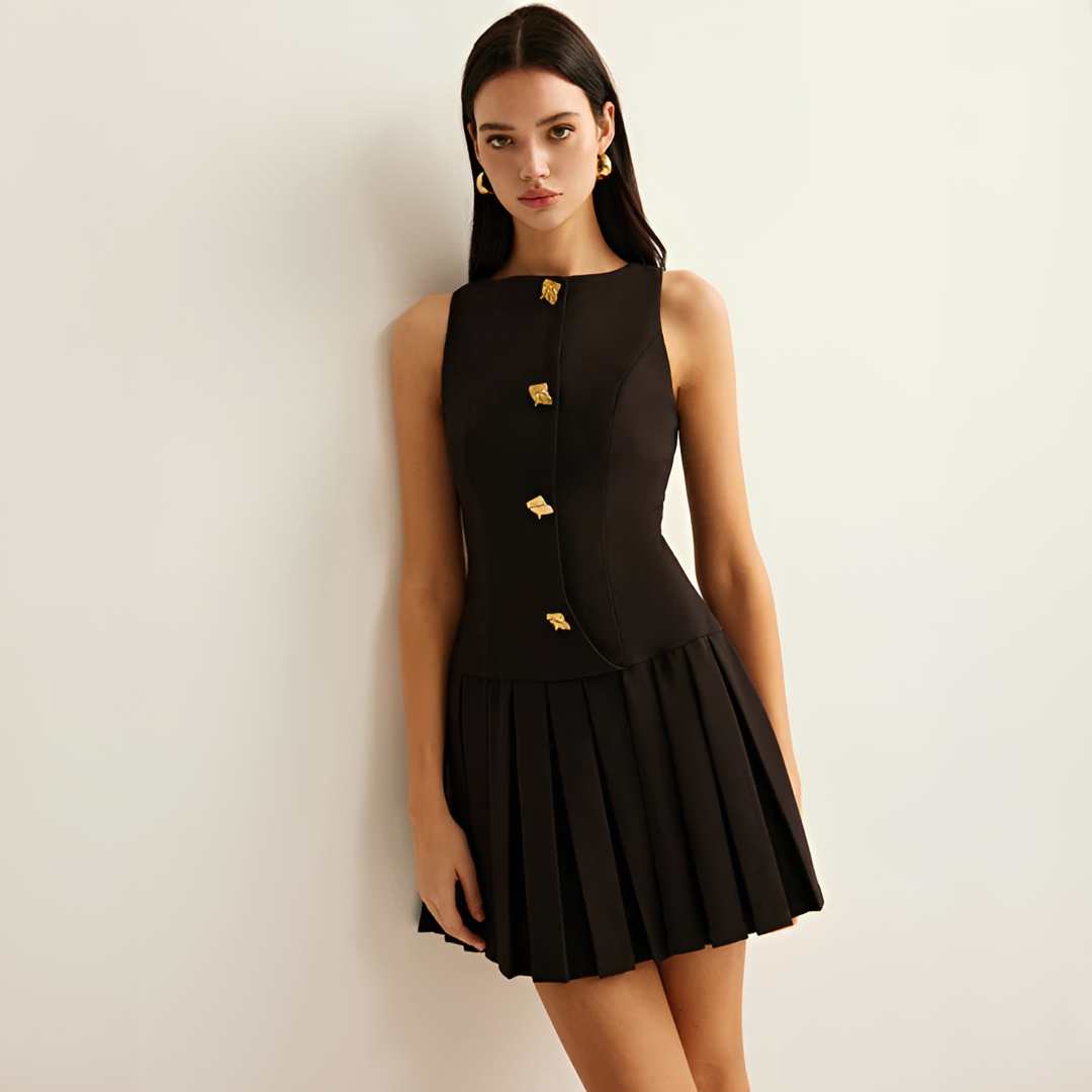 Valery - Elegant Pleated Mini Dress